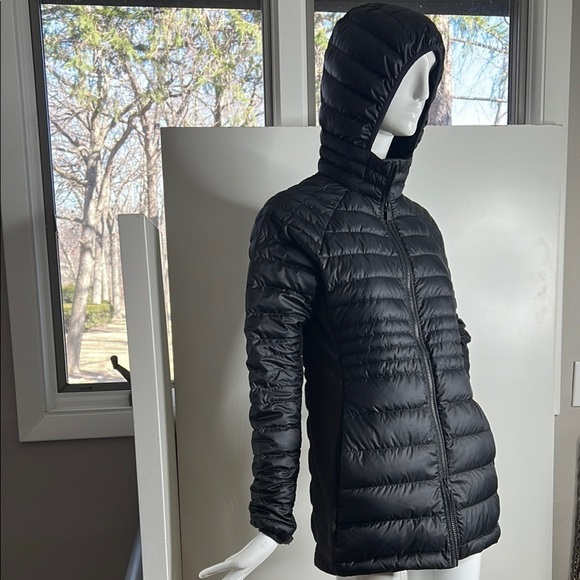 Quince Sz S Lightweight Down Packable Long Puffer Jacket Black with Hood - Picture 3 of 12